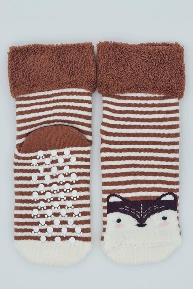 3 Çift Havlu Pamuklu Kaydırmaz Taban  Kışlık Erkek Çocuk Ve Bebek Soket Çorap - Resim 4