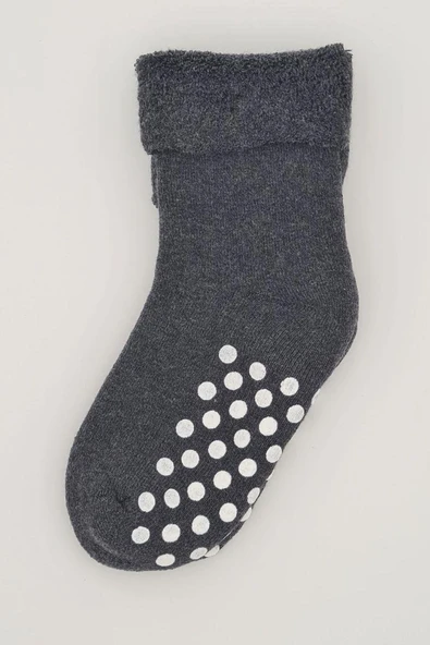 5-6 Yaş 3 Çift Havlu Pamuklu Kaydırmaz Taban  Kışlık Erkek Çocuk Ve Bebek Soket Çorap - Resim 4