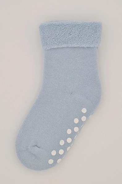 5-6 Yaş 3 Çift Havlu Pamuklu Kaydırmaz Taban  Kışlık Kız Çocuk Ve Bebek Soket Çorap - Resim 4