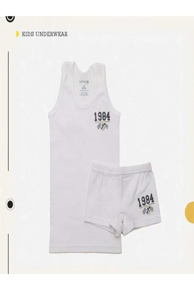 % 100 Pamuk Erkek Çocuk Atlet Takımı