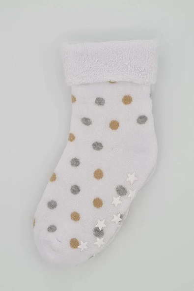 3-4 Yaş 3 Çift Havlu Pamuklu Kaydırmaz Taban  Kışlık Erkek Çocuk Ve Bebek Soket Çorap - Resim 4