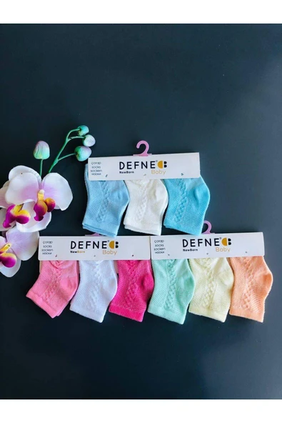 9Çift Pamuklu New Born Yenidoğan Kız Bebek Çorap ürün görseli