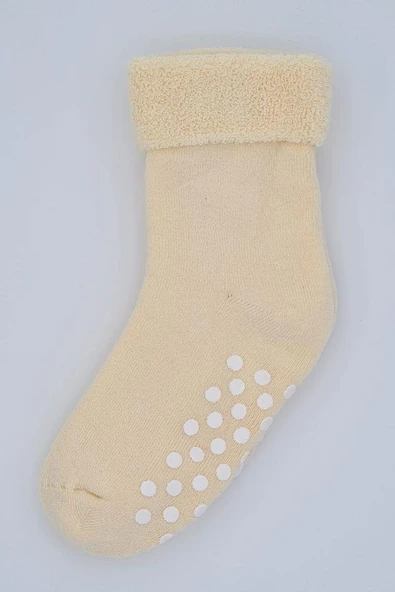 3-4 Yaş 3 Çift Havlu Pamuklu Kaydırmaz Taban  Kışlık Unısex Çocuk Ve Bebek Soket Çorap - Resim 3