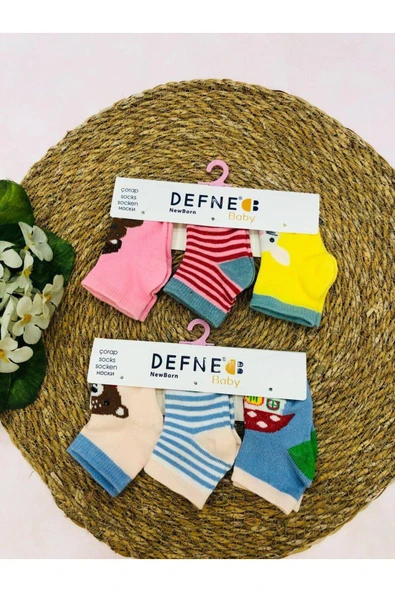 6 Çift Pamuklu New Born Yenidoğan Kız Bebek Çorap ürün görseli 1