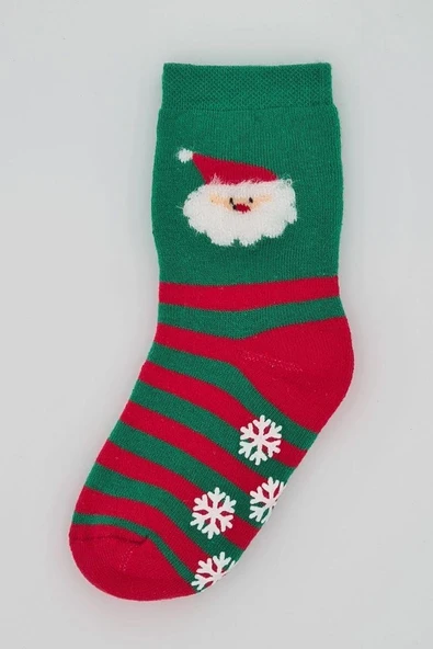 Kıpırık Baby 3 Çift Havlu Pamuklu Kışlık Yılbaşı Desenli Unisex Çocuk Ve Bebek Soket Çorap - Resim 2