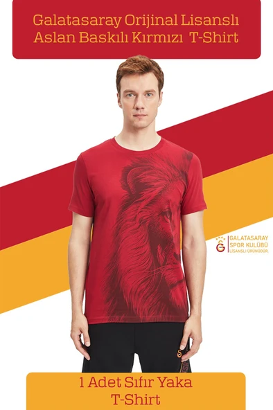 Galatasaray Orijinal Lisanslı Aslan Baskılı T-Shirt