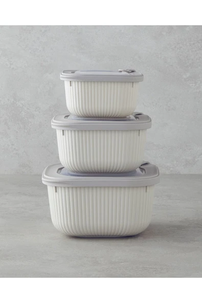 Elio Plastik Saklama Kabı 600,1100,1800 ml Krem