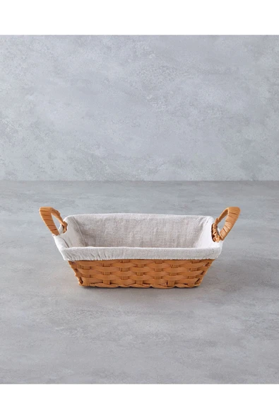 Pastora Plastik Rattan Ekmek Sepeti 34x20x12 cm Bej