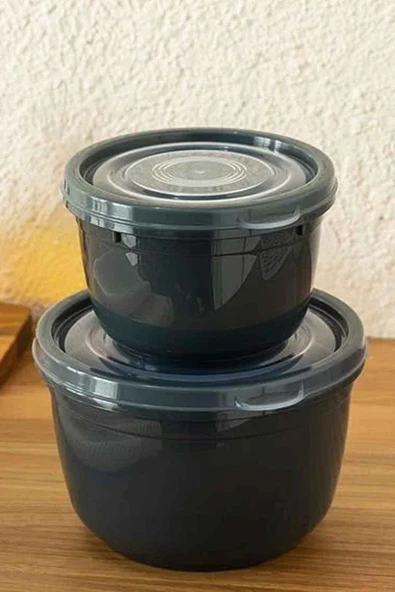 Fox Plastik 2'li Saklama Kabı 625 + 1200 Ml Antrasit