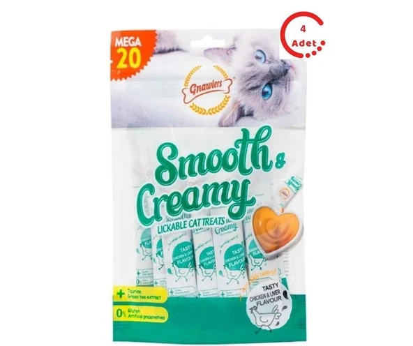 Gnawlers Krema Kedi Ödülü Tavuklu Ciğerli 20x15 Gr x 4 Adet