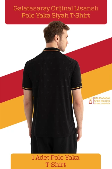 Galatasaray Orijinal Match Day Polo Yaka Siyah T-Shirt Metin Oktay Baskılı Hediyelik Ahşap Kutulu - 3