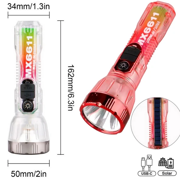 Şarjlı Ultra Güçlü 3 Farklı Işık Modlu Lityum Pilli El Feneri Su Geçirmez El Feneri Avcı Kamp Feneri ürün görseli