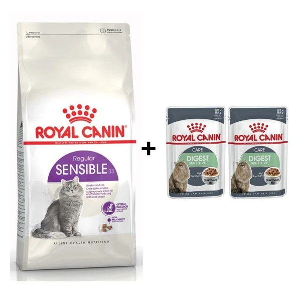 Royal Canin Sensible 33 Kuru Kedi Maması 4 kg + 2 Adet Yaş Mama Hediye