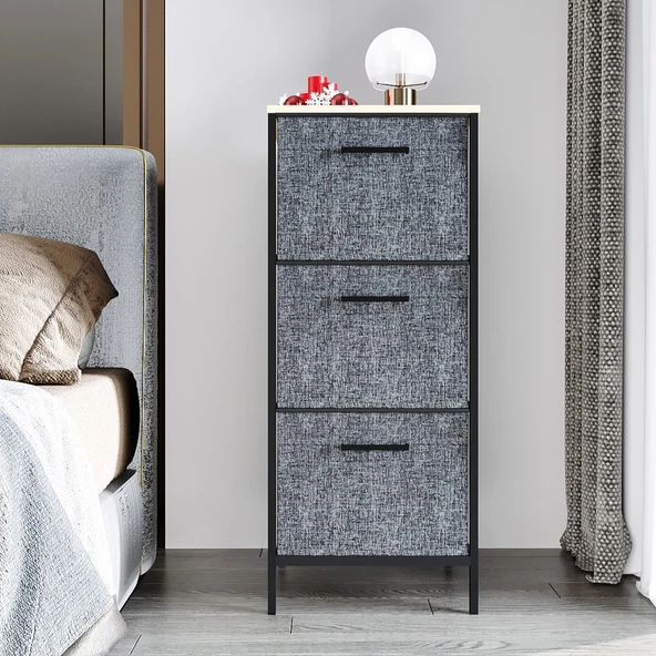 3 Çekmeceli Çok Amaçlı Dolap Büyük Boy Komodin Sehpa Füme 1617 - 5