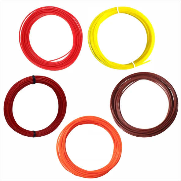 3D Kalem için Ateş Ve Toprak (Kırmızı,Bordo,Turuncu,Sarı,Kahverengi) PLA Filament Seti
