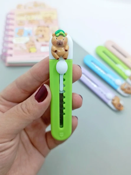 Mini Şekilli Falçata Maket Bıçağı - Capybara Yeşil - 2