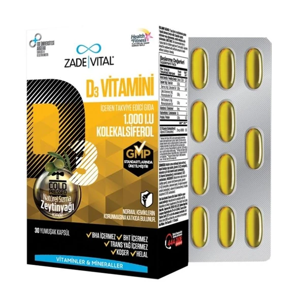Zade Vital Vitamin D3 30 Yumuşak Kapsül