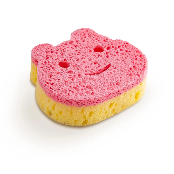 Everklean Spronge Scrubber Ayıcık Figürlü Çift Yüzeyli Bulaşık Süngeri Temizlik Süngeri Pembe 10x10 - 3