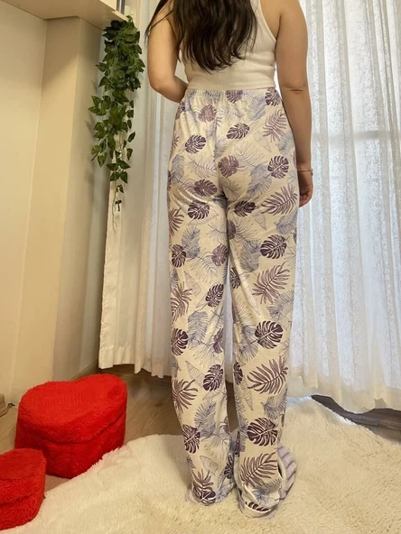 Betimoda Kadın Pijama Altı Kurdeleli Beyaz Siyah Kare - 4