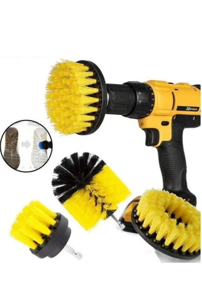 3lü Matkap Ucu Banyo Küvet Duşakabin Araba Tekerliği Koltuk Yıkama Temizleme Fırçası Seti - 6