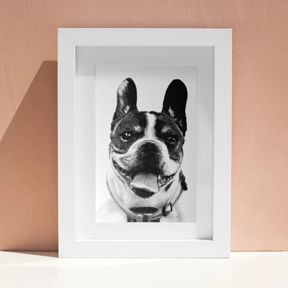 Fotoğraftan Karakalem Çizim Kişiye Özel İkea Çerçeveli 13 cm x 18 cm (KEDİ KÖPEK KİŞİ) - 7