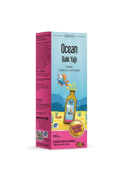 Orzax Ocean Şurup Balık Yağı Karışık Meyve 150 ml - Resim 2