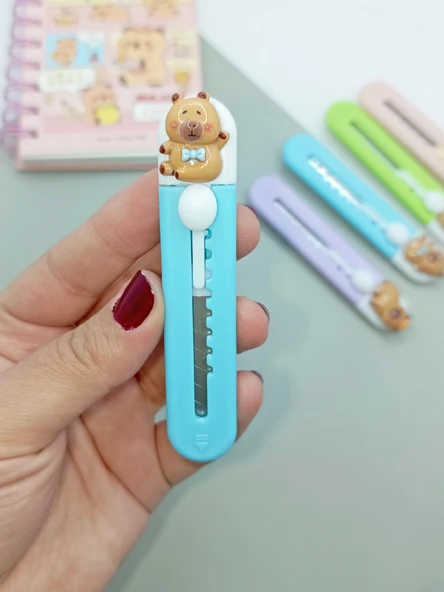Mini Şekilli Falçata Maket Bıçağı - Capybara Mavi - 2