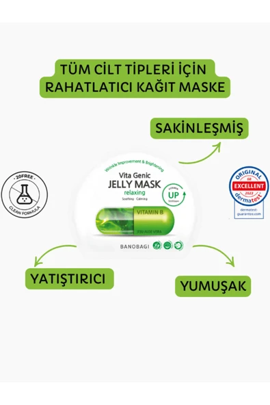 Banobagi Banabogi Vita Genic Jelly Mask Relaxing (Yatıştırıcı ve rahatlatıcı maske)