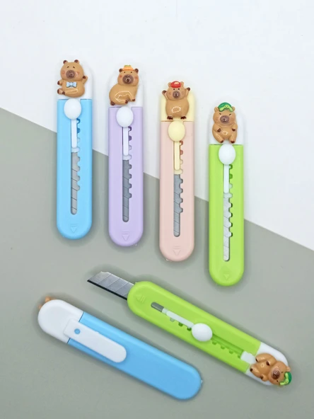 Mini Şekilli Falçata Maket Bıçağı - Capybara Mavi - 5
