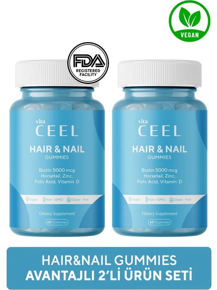 Vita Ceel Hair & Nail 60 Gummies 2'li ürün görseli 1