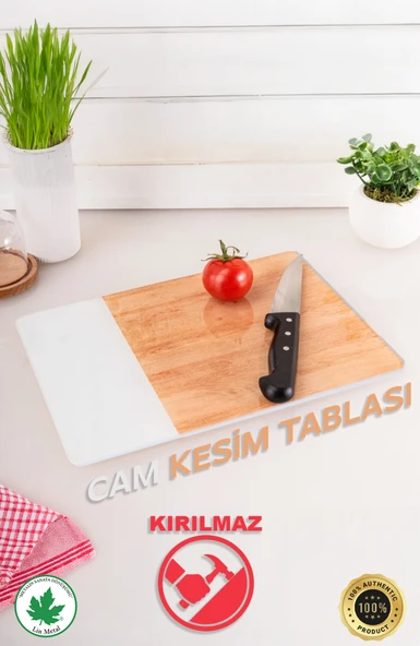 Temperli Cam Kesim Tahtası 25*35 Siyah My Kitchen – Çizilmez, Isıya Dayanıklı, Kırılmaz, Kaymaz