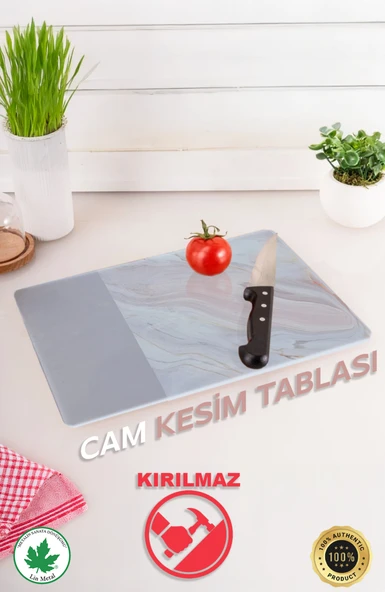 Temperli Cam Kesim Tahtası 25*35 Siyah My Kitchen – Çizilmez, Isıya Dayanıklı, Kırılmaz, Kaymaz