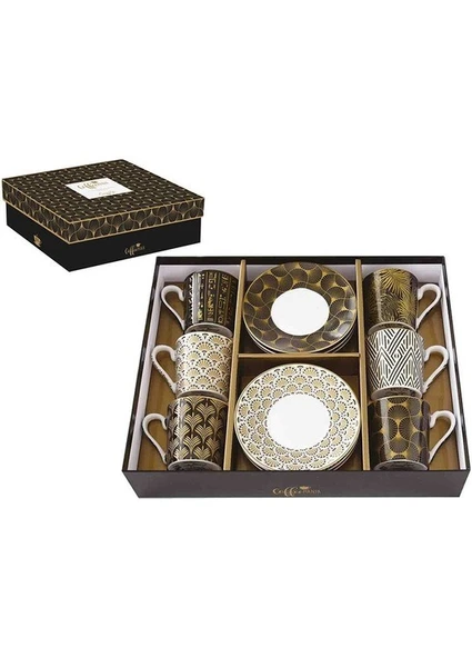 Mondecor Bone Porselen Desenli 6 Kişilik Kahve Fincan Takımı