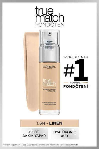 L'Oreal Paris True Match Bakım Yapan Fondöten 1.5 LINEN