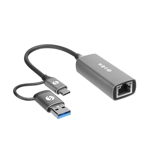 S-link SWV-USBC029 Gri Metal Type-C + USB3.0 Çeviricili 10/100/1000Mbps Adaptör, USB3.0 Ethernet Çevirici, Type C Ethernet Çevirici - 2