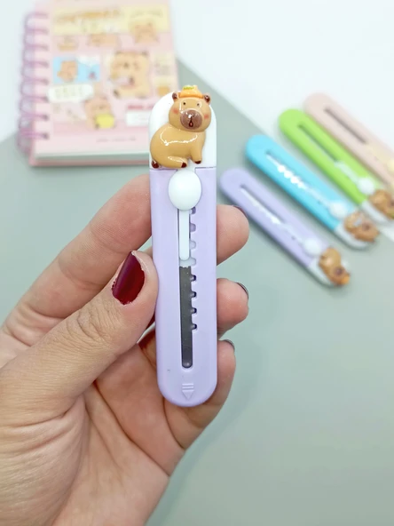 Mini Şekilli Falçata Maket Bıçağı - Capybara Mor - 2