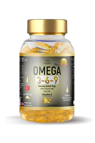NATURLIFE Omega 3-6-9 Norveç Balık Yağı 1300 Mg 200 Softjel 8682214038103 - 2