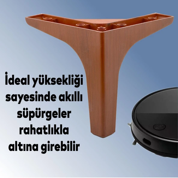 Mobilya Tv Ünitesi Koltuk Kanepe Destek Ayağı 14 Cm Ahşap Desenli Baza Ayakları 6'lı Set - Resim 7