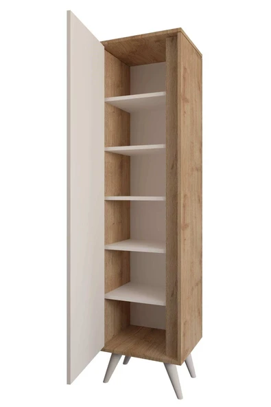 FUHO Omni Raflı Vestiyer Meşe-Beyaz - 4