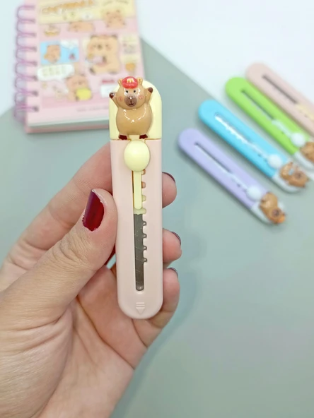 Mini Şekilli Falçata Maket Bıçağı - Capybara Pudra - 2