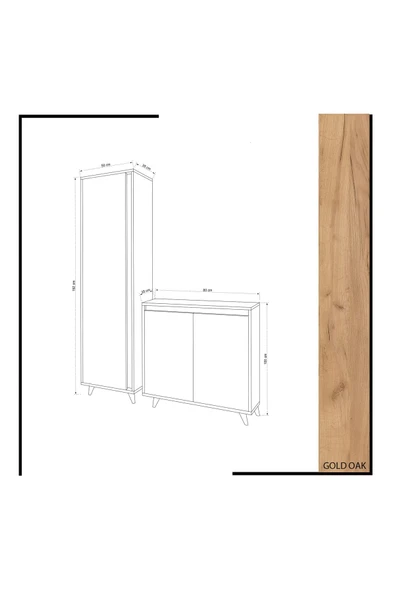 FUHO Şimal Aynalı Vestiyer Meşe/antrasit - Resim 5