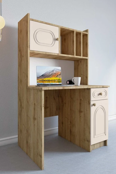 FUHO İda Bohem Çalışma Masası Safir Meşe-Vizon Bej - 2