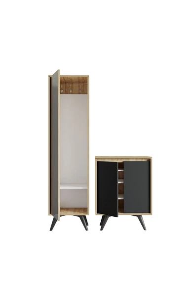 FUHO Şimal Aynalı Vestiyer Meşe/antrasit - Resim 3