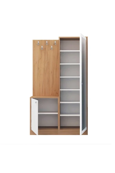 FUHO Pro Portmanto Meşe/beyaz Aynalı - Resim 3