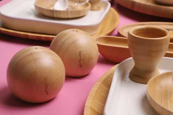 Atbyhome Natural Look 6 Kişilik 68 Parça Seramik ve Bambu Kahvaltı Takımı Lüks Kahvaltılık Sunum Seti - 8