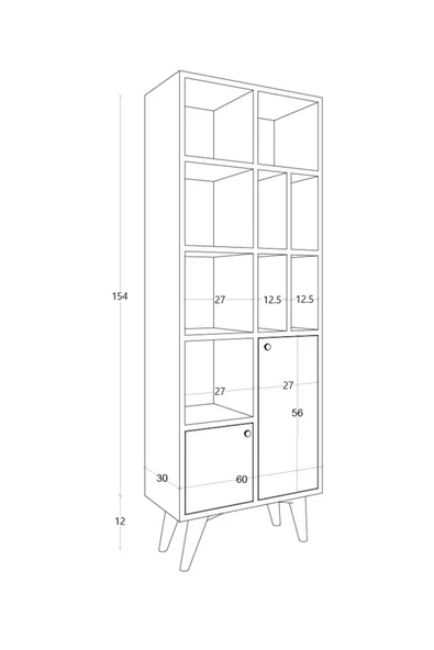 FUHO Yakut Kitaplık Safir Meşe-antrasit - 5