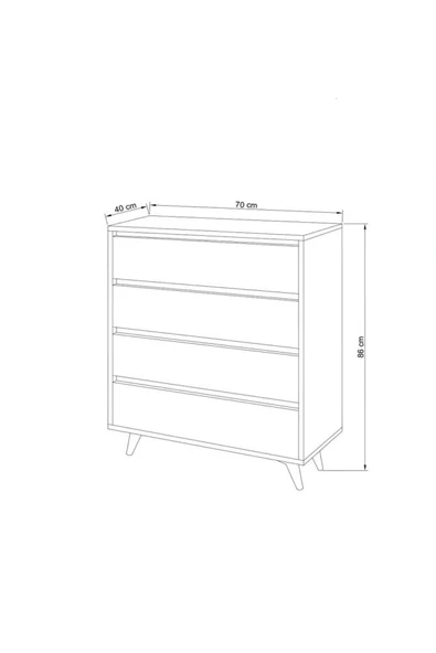 FUHO Suvera 4 Çekmeceli Şifonyer Safir Meşe-antrasit - Resim 5