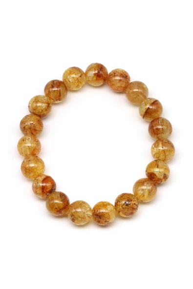 Sarı Topaz Doğal Taş Bileklik 10 mm Küre Kesim - Resim 2