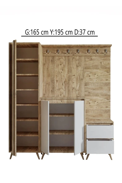 FUHO Portmanto Atlantik Çam-Beyaz - Resim 4