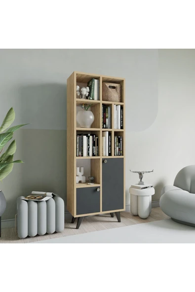 FUHO Yakut Kitaplık Safir Meşe-antrasit - 2